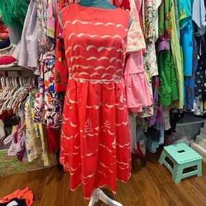 Talbots Coral Dress with Nautical Pattern